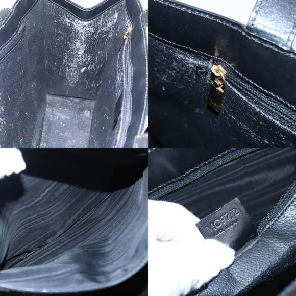 CELINE Macadam Canvas Shoulder Bag Pvc Leather Black Gold - Picture 12 of 12